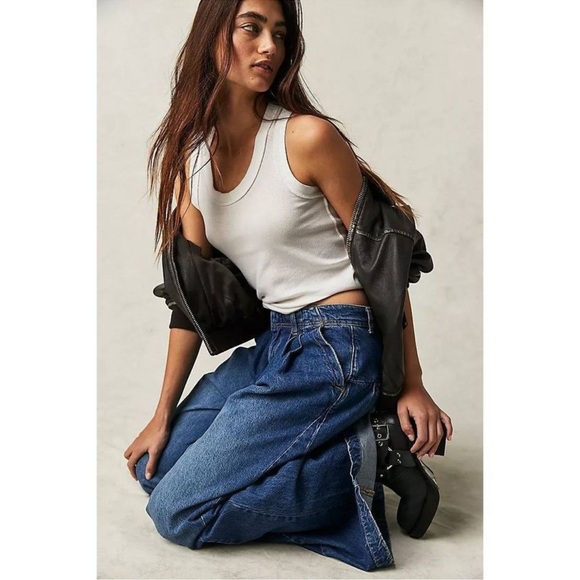 NEW Free People We The Free Equinox Trouser Ritual Blue Wide Leg Denim 26 - Picture 5 of 13